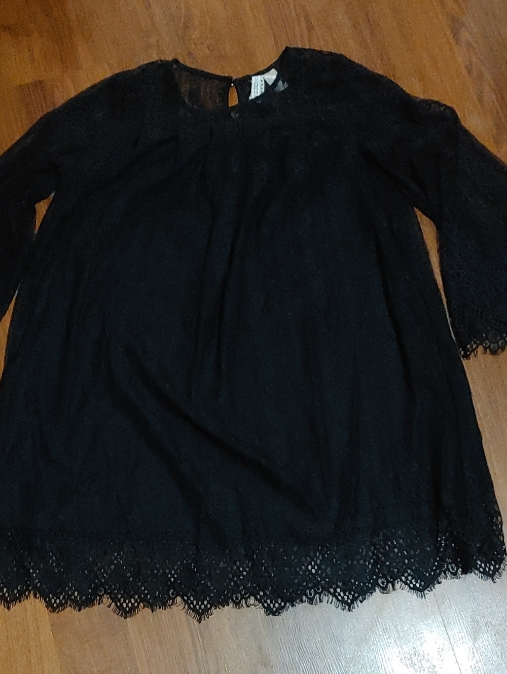 Divided Black Lace-Trim Tunic Top